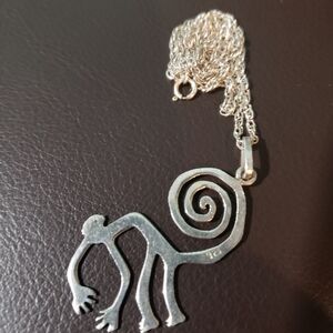 Silver Monkey Pendant Necklace
